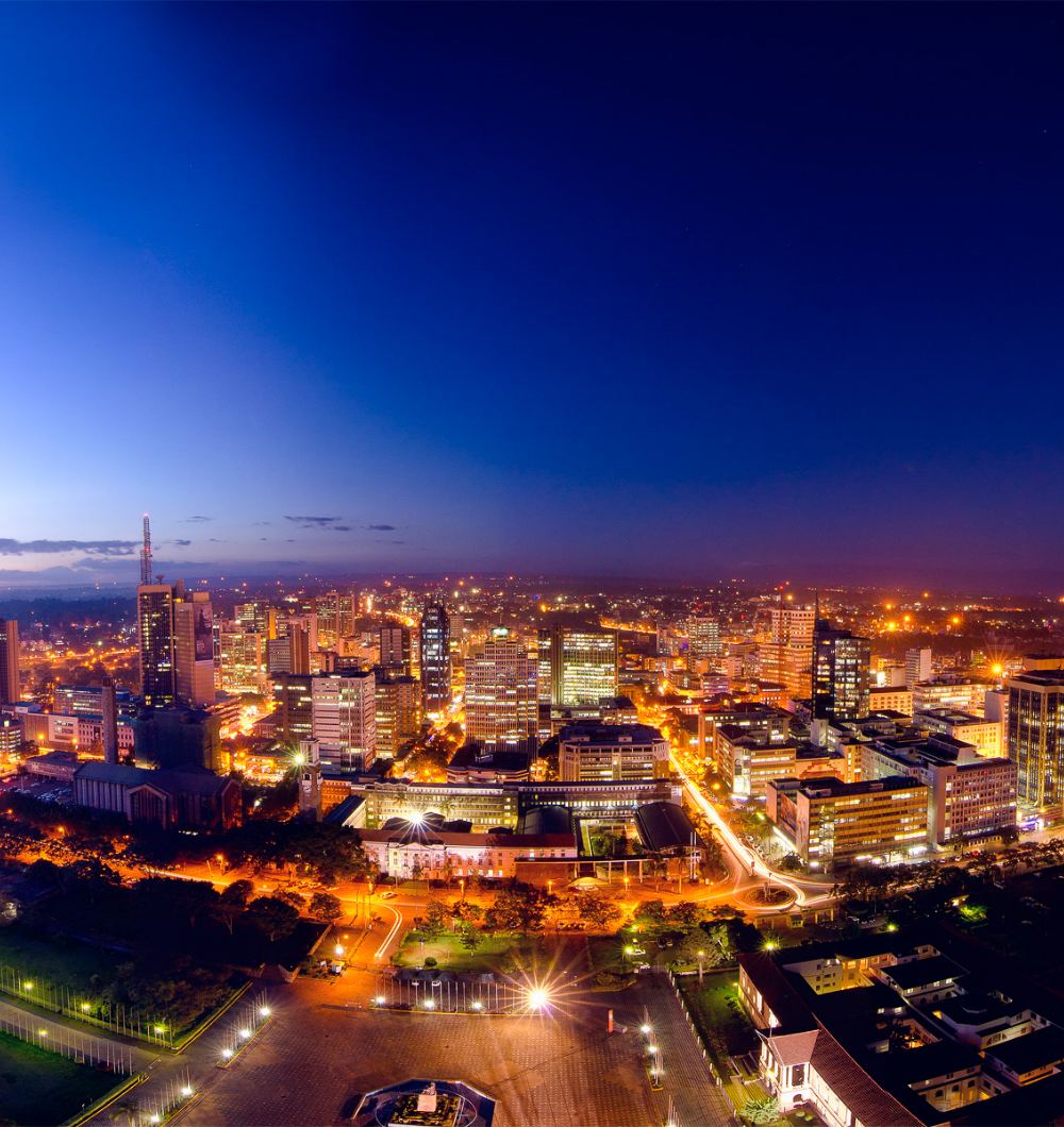 Nairobi skyline at dusk